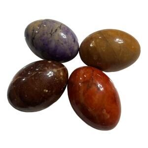 VTG Set of 4 Natural Stone Healing Easter Eggs Assorted Colors